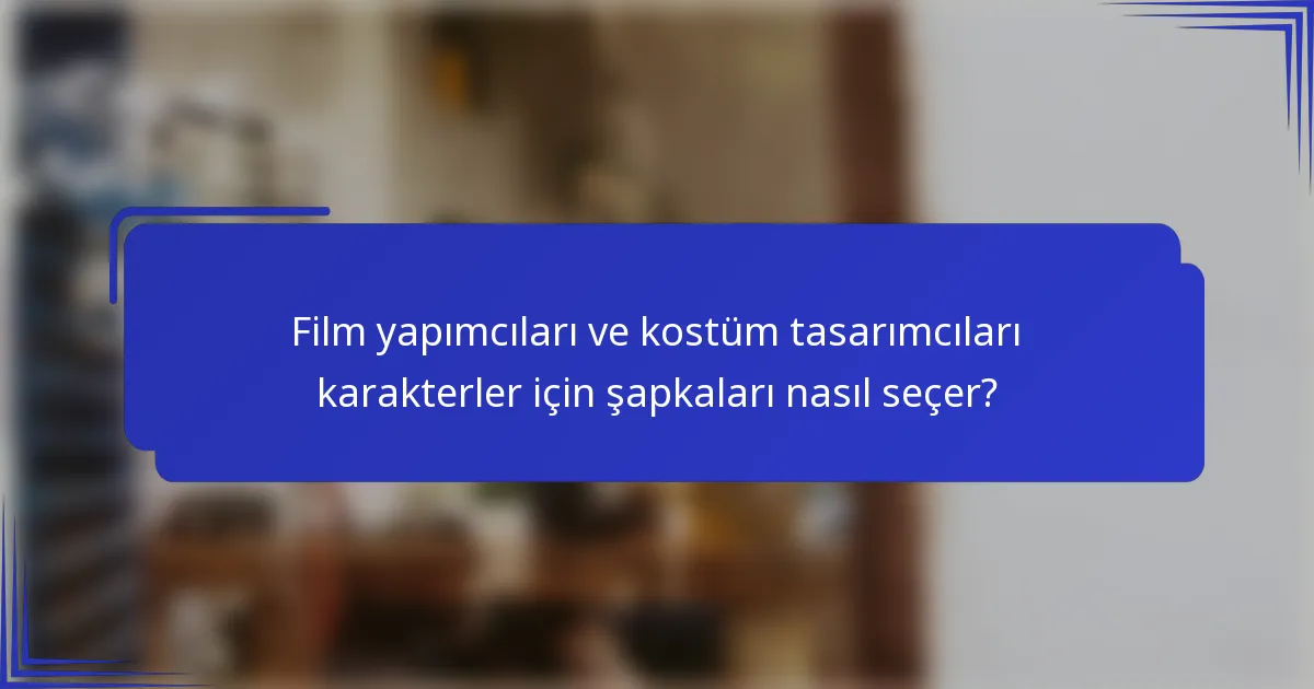 Film yapımcıları ve kostüm tasarımcıları karakterler için şapkaları nasıl seçer?