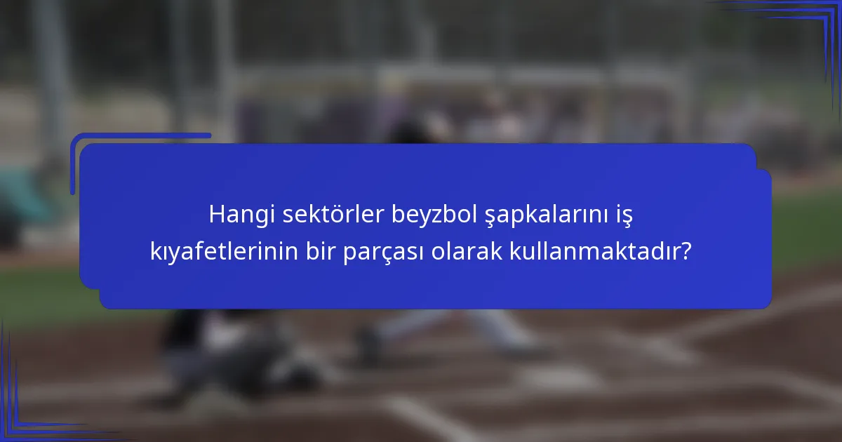 Hangi sektörler beyzbol şapkalarını iş kıyafetlerinin bir parçası olarak kullanmaktadır?